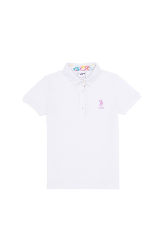Футболка-поло из хлопка c принтом на планке для девочек - G084SZ0110TP01-IY023 Футболка жен. детс. (VR013, 5_6)