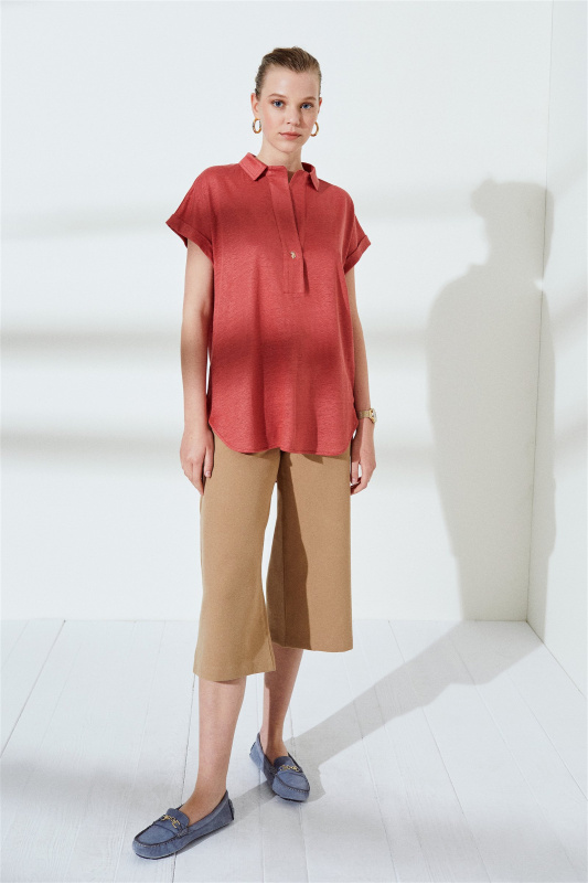 Блузка из льна свободная - G082SZ0110DERSU Футболка жен. (VR039, S)