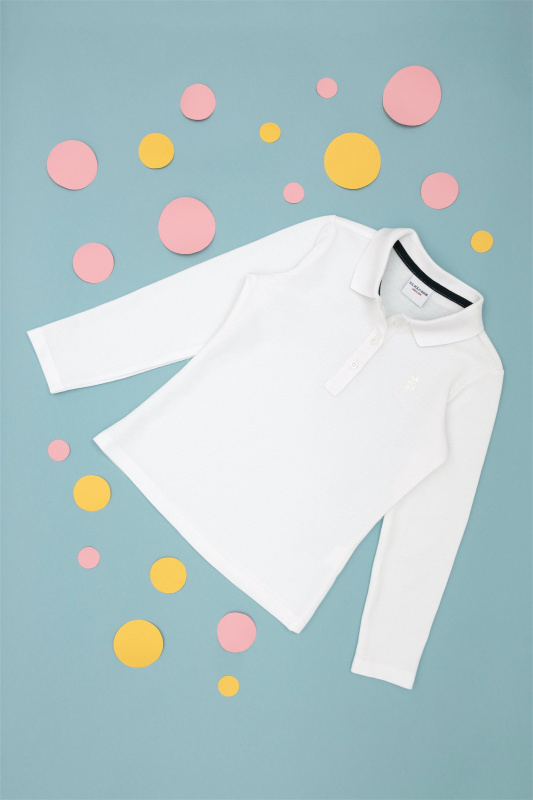 Поло с длинным рукавом из хлопка для девочек - G084SZ0820TP01-SK023 Толстовка жен. детс. (VR013, 6_7)