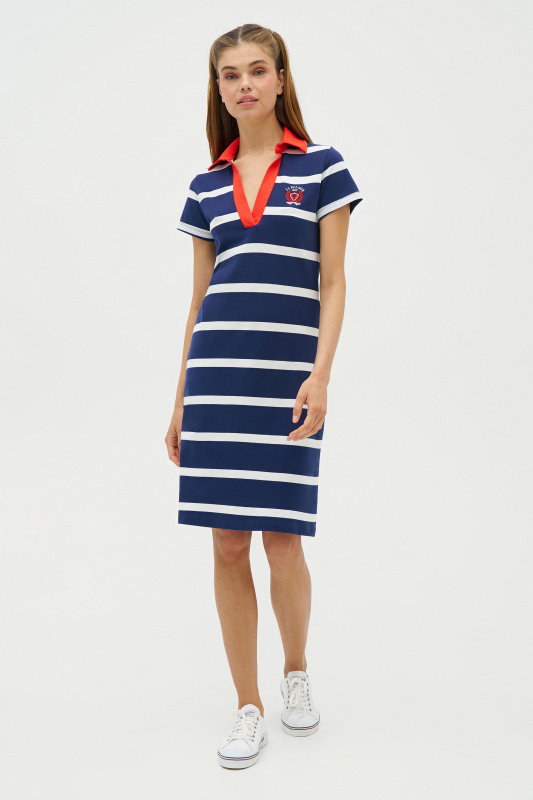 Платье-поло из хлопка в полоску - G082SZ0750R-MERLE Платье жен. (VR033, XS)