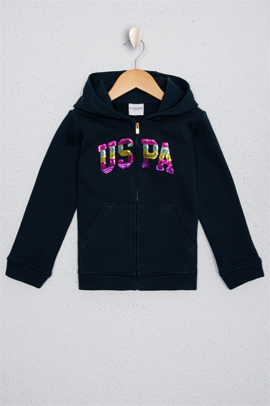 Толстовка на молнии из хлопка с нашивкой из пайеток для девочек - G084SZ0820RW01-SK020 Толстовка жен. детс. (VR033, 5_6)