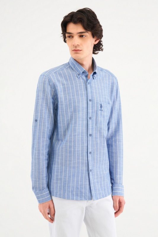 Рубашка из хлопка в полоску прямая - G081SZ0040KAMBA Сорочка муж. (VR028, 3XL)