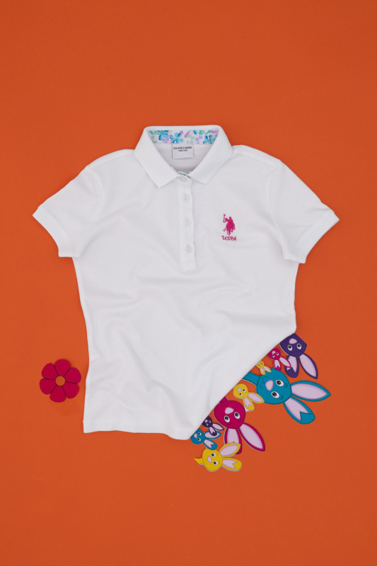 Футболка-поло из хлопка c принтом на планке для девочек - G084SZ0110TP01_IY025 Футболка жен. детс. (VR013, 6_7)