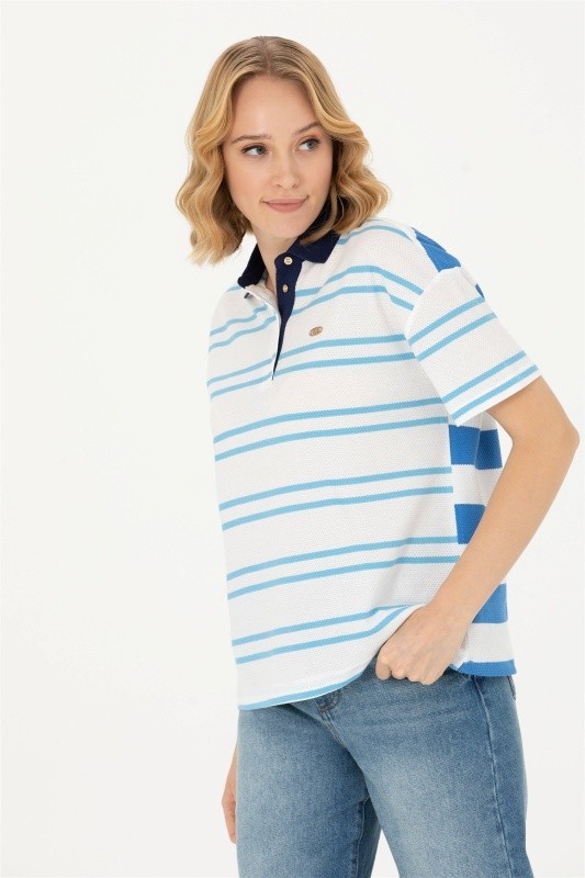 Футболка-поло из хлопка в полоску - G082SZ0110MAHFER Футболка жен. (VR093, XS)