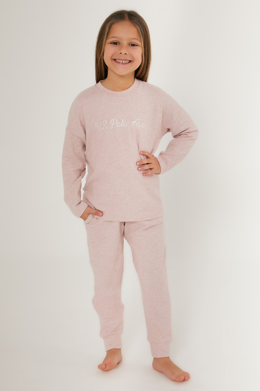 Пижама трикотажная с вышивкой для девочек - G084SZ0HF0US1639 Костюм дом. жен. детс. (VR041, 5-6)