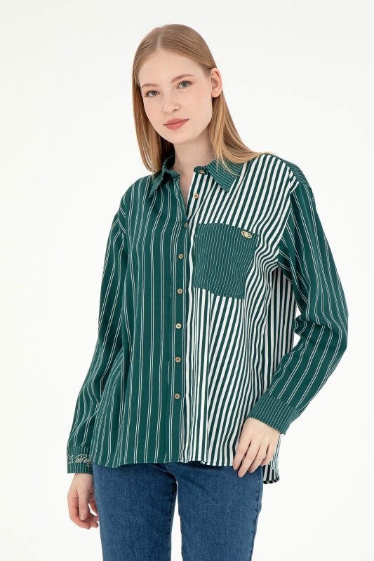 Рубашка с вискозой в полоску свободная - G082SZ0040KEDIE_R Сорочка жен. (VR079, 42)