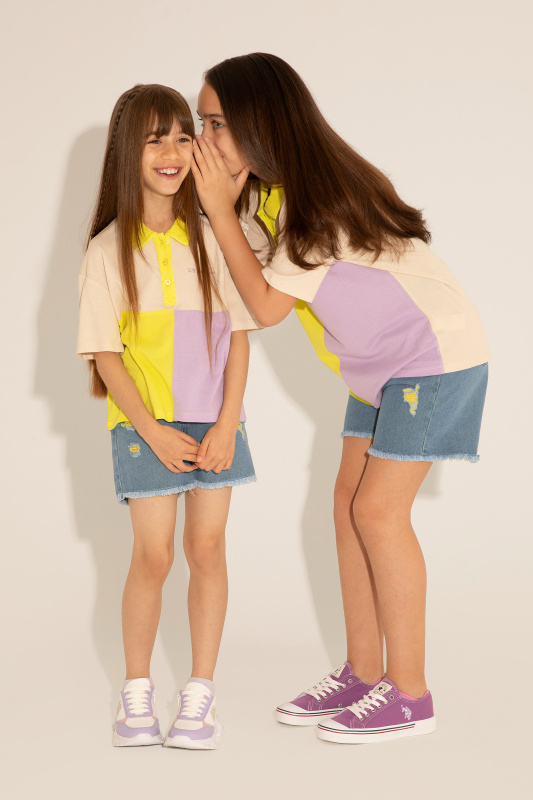 Шорты джинсовые с потертостями для девочек - G084SZ0DB0VONEKIDS Бермуда жен. детс. (DN0021, 8_9)