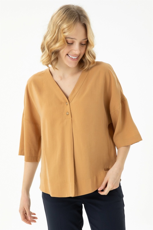 Блузка из модала c рукавом 3/4 свободная - G082SZ0040RC_FALAMUS Сорочка жен. (VR015, 36)