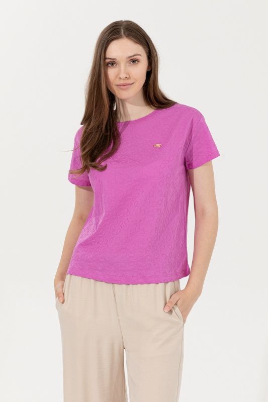Футболка из хлопка с рельефным узором - G082SZ0110FERTE Футболка жен. (VR037, XS)