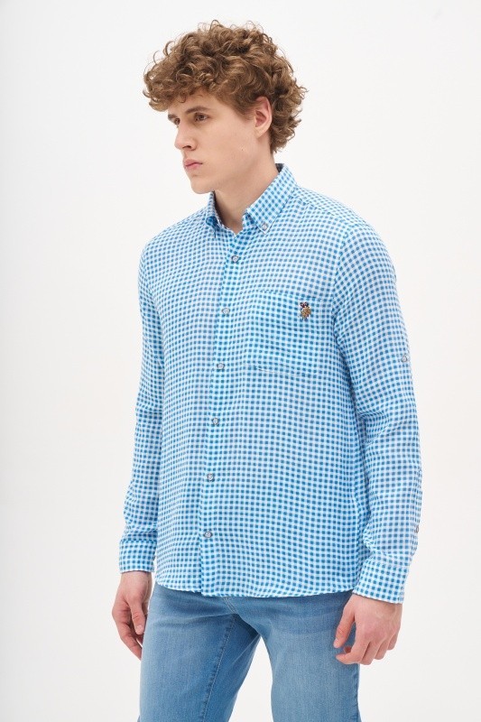 Рубашка из хлопка в клетку прямая - G081SZ0040LARCESMEN_R Сорочка муж. (VR036, S)