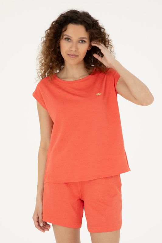Футболка из фактурной ткани с узором - G082SZ0110PEST Футболка жен. (VR039, XL)