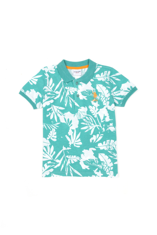 Футболка-поло с тропическим принтом для мальчиков - G083SZ0110VERDE Футболка муж. детс. (VR090, 8_9)
