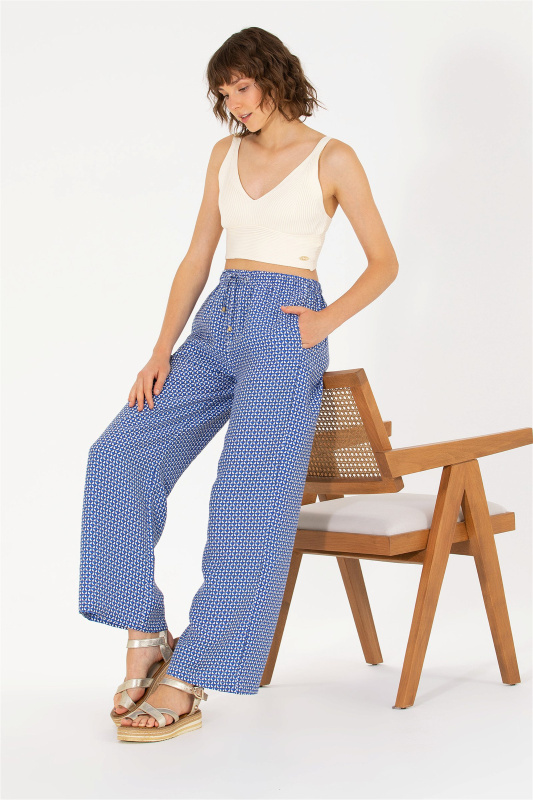 Брюки на кулиске широкие - G082SZ0780LEONA Брюки жен. (VR045, 38)