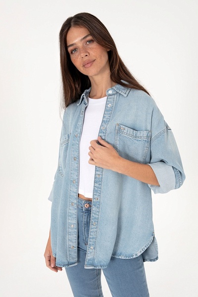 Рубашка джинсовая свободная - G082SZ0770SOFIA Куртка джинс. жен. (DN0021, 40)