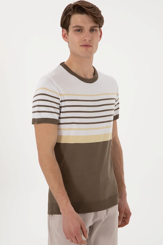 Футболка из смесового хлопка в полоску - G081SZ0TK0BRUNA Кофта муж. (VR052, XL)