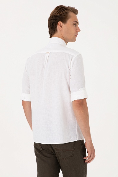 Рубашка с добавлением льна прямая - G081SZ0040CLARK Сорочка муж. (VR013, XL)