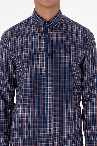 Рубашка из смесового хлопка в клетку свободная - G081SZ0040E_GENO Сорочка муж. (VR182, S)