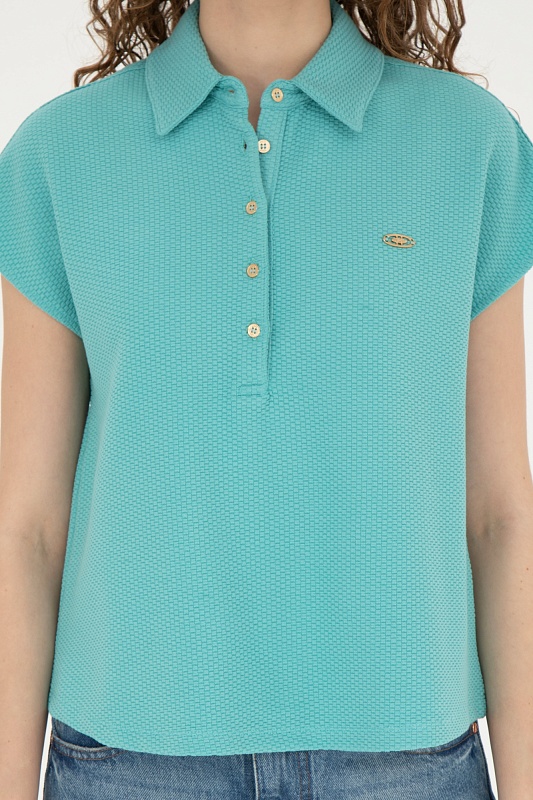 Футболка-поло из фактурного трикотажа - G082SZ0110POLU Футболка жен. (VR090, XS)