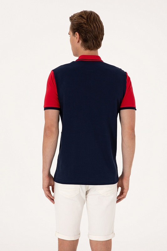 Футболка-поло из хлопка с контрастным дизайном - G081SZ0110T_KENWA Футболка муж. (VR033, 2XS)