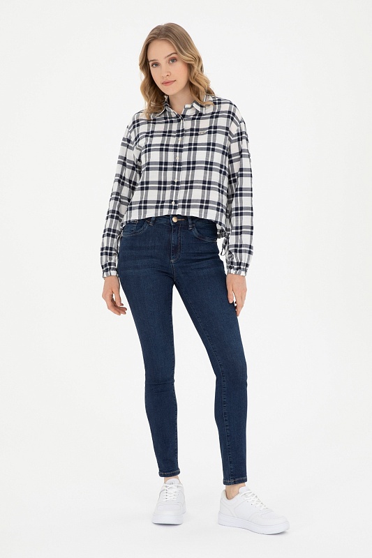 Рубашка из смесовой вискозы в клетку укороченная - G082SZ0040ALEXIS Сорочка жен. (VR033, 34)