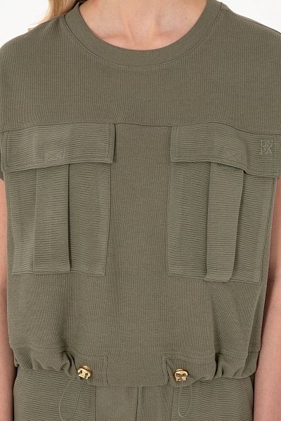 Футболка из смесового хлопка на кулиске - G082SZ0110SACHA Футболка жен. (VR111, L)