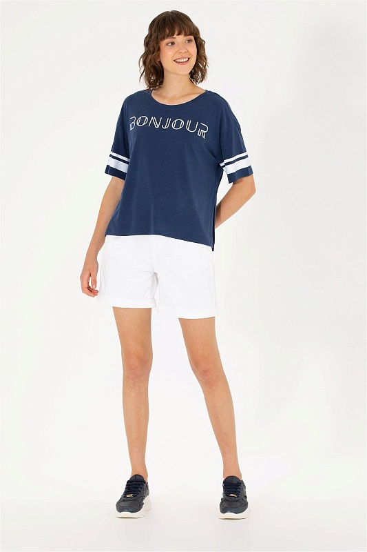 Футболка из модала с принтом - G082SZ0110MAVI-S Футболка жен. (VR033, XS)
