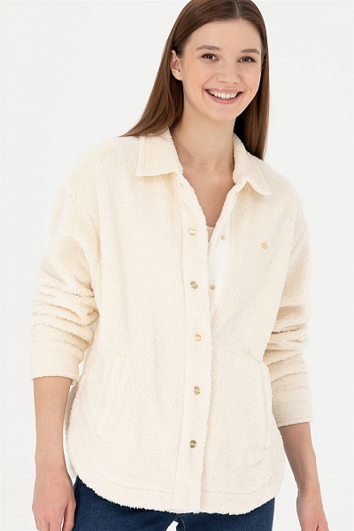 Толстовка на кнопках из экомеха - G082SZ0820NADIA Толстовка жен. (VR049, M)