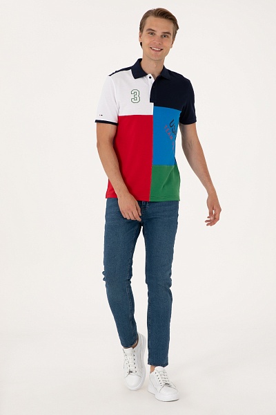 Футболка-поло из хлопка с контрастными вставками - G081SZ0110T_ILGA Футболка муж. (VR077, XL)