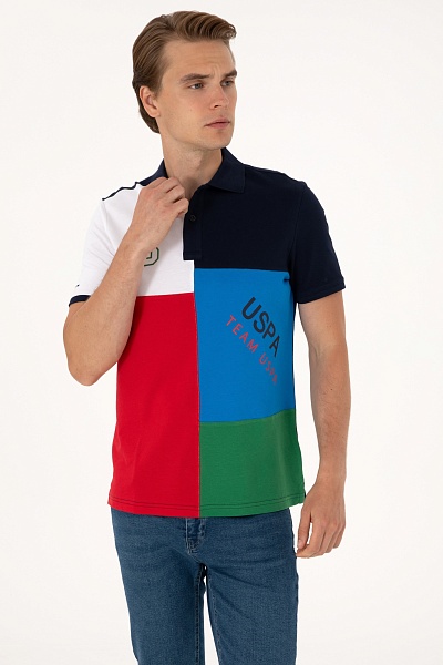 Футболка-поло из хлопка с контрастными вставками - G081SZ0110T_ILGA Футболка муж. (VR077, XL)