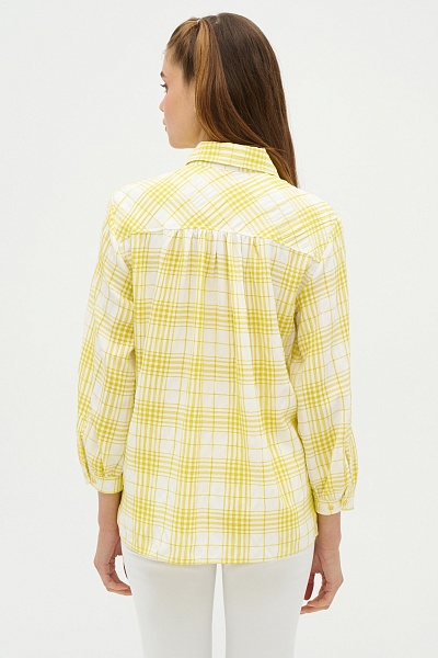 Рубашка с вискозой в клетку свободная - G082SZ0040RC_ALBA_R Сорочка жен. (VR168, 36)