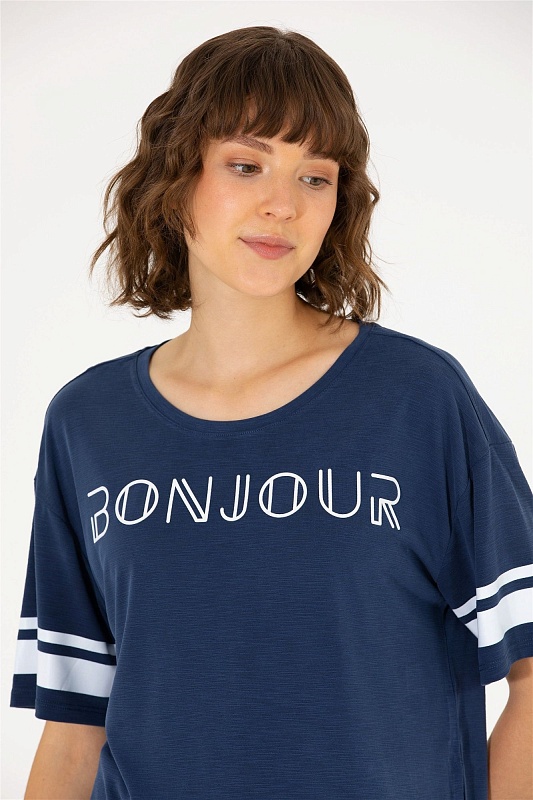 Футболка из модала с принтом - G082SZ0110MAVI-S Футболка жен. (VR033, XS)
