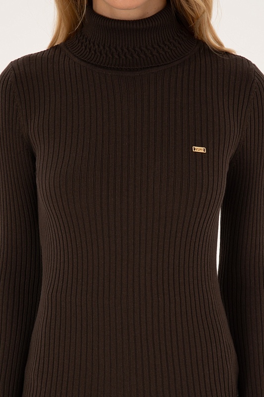 Водолазка из смесового хлопка в рубчик - G082GL0TK0BARGI Кофта жен. (VR084, 2XS)