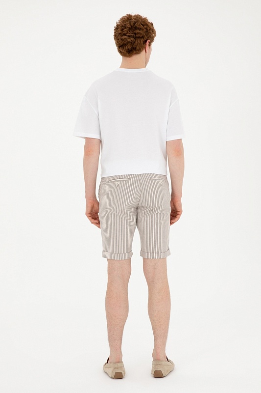 Шорты с вискозой и хлопком в полоску - G081SZ0310PURUT-S Бермуды муж. (VR085, 29)