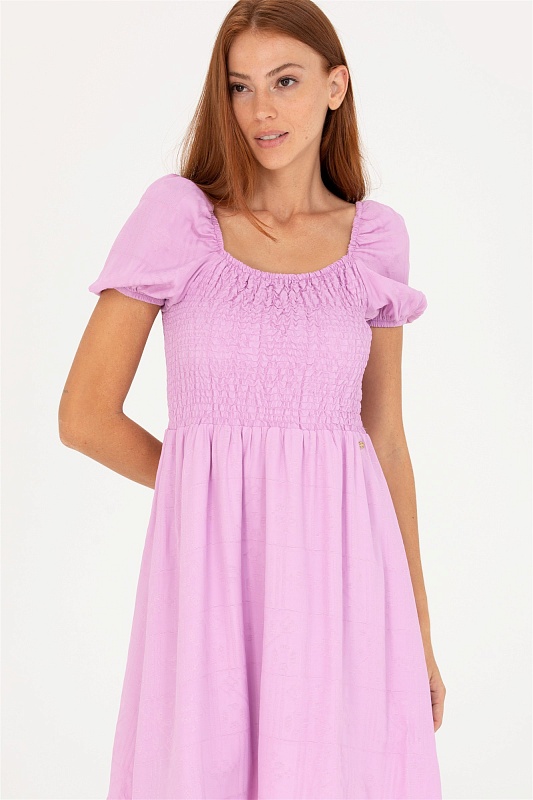 Платье мини из вискозы с объемными рукавами - G082SZ0320HORGUN Платье жен. (VR211, 32)