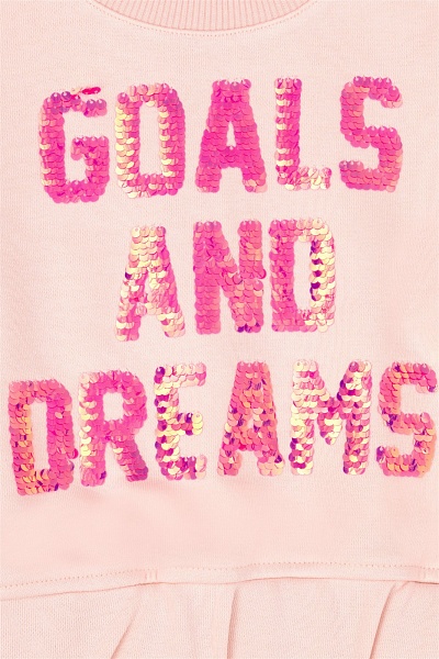 Свитшот с надписью из пайеток укороченный для девочек - G084SZ0820REDI Толстовка жен. детс. (VR050, 6_7)