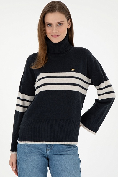 Свитер с объемным воротником - G082SZ0TK0NEGRO24K_E Кофта жен. (VR033, S)
