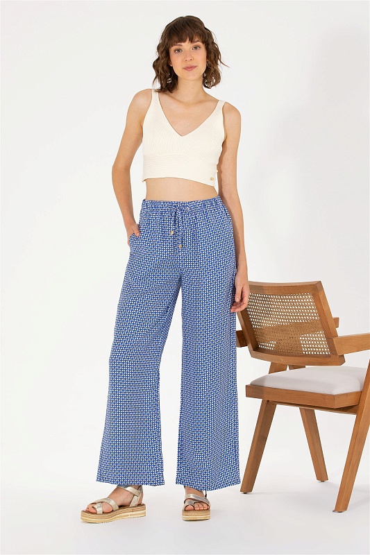 Брюки на кулиске широкие - G082SZ0780LEONA Брюки жен. (VR045, 38)