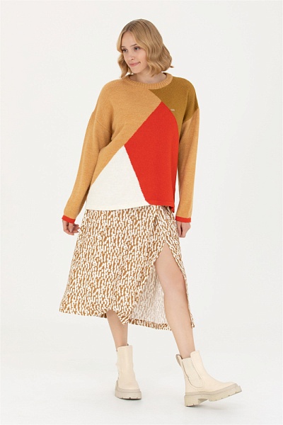 Юбка миди на запах с узором - G082SZ0980EKPAY Юбка жен. (VR183, 38)