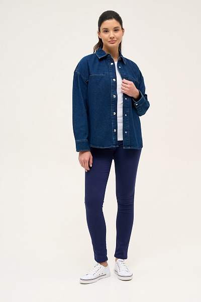 Рубашка джинсовая с прорезными нагрудными карманами - G082SZ0770MOVE-M Куртка джинс. жен. (DN0022, 42)