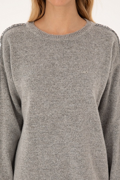 Свитер с декоративными элементами из пайеток - G082SZ0TK0PULLU Кофта жен. (VR049, S)