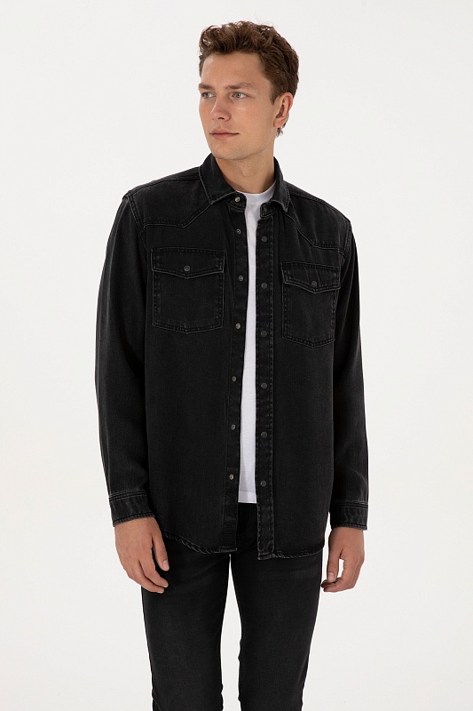 Джинсовая куртка из лиоцелла с накладными карманами - G081SZ0770TREVOR25K_S Куртка джинс. муж. (DN0027, M)
