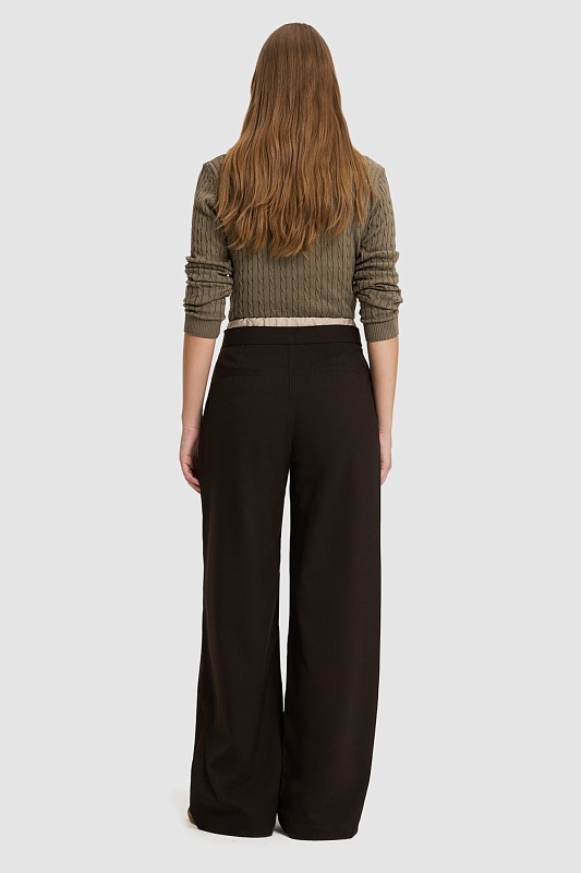 Брюки широкие с двойным поясом - G082SZ0780RONS Брюки жен. (VR084, 36)
