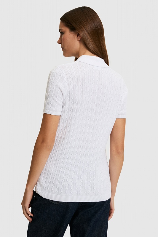 Футболка-поло из хлопка с узором косы - G082SZ0TK0BENT Кофта жен. (VR013, S)