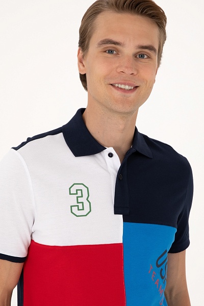 Футболка-поло из хлопка с контрастными вставками - G081SZ0110T_ILGA Футболка муж. (VR077, XL)