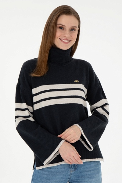 Свитер с объемным воротником - G082SZ0TK0NEGRO24K_E Кофта жен. (VR033, S)