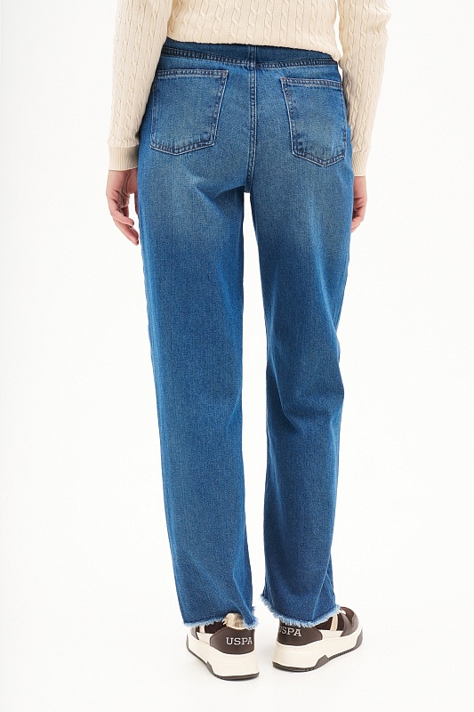 Джинсы широкие с бахромой по низу - G082SZ0800ART_LOOSE25K Джинсы жен. (DN0022, 38)