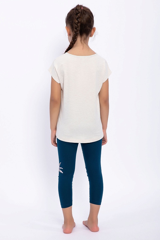 Футболка и леггинсы для девочек - G084SZ0HF0US1041-G Костюм дом. жен. детс. (KREM, 12-18)