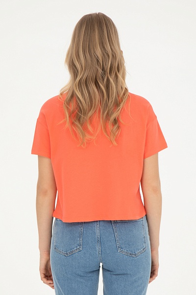 Футболка с надписью укороченная - G082GL0110GROP Футболка жен. (VR039, L)