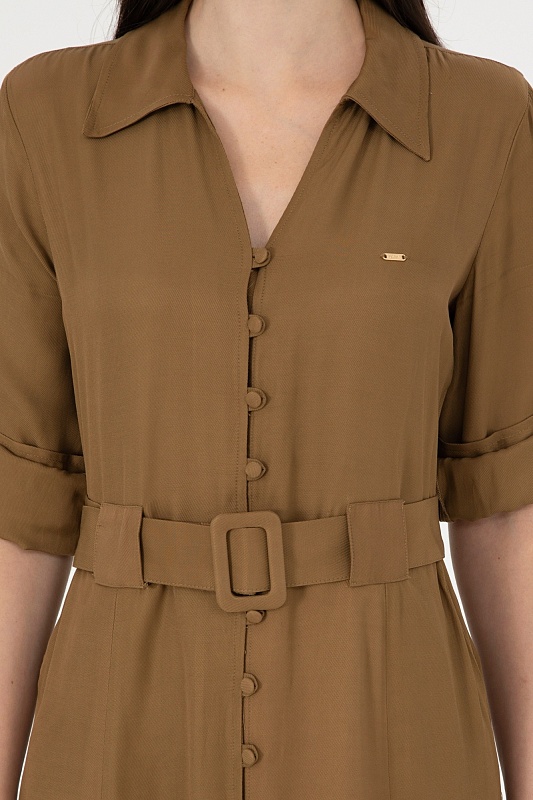 Платье-рубашка миди из хлопка с поясом - G082SZ0320DOLLY Платье жен. (VR027, 42)