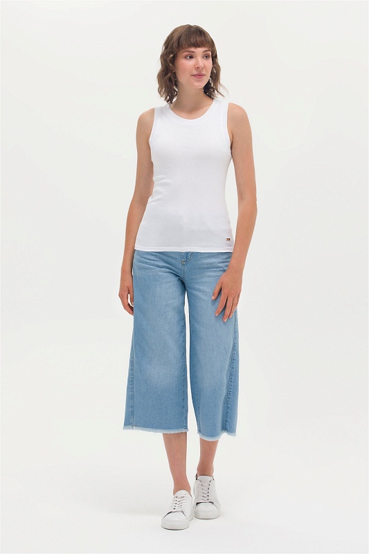 Кюлоты джинсовые с бахромой - G082SZ0800LOOSE23Y-A Джинсы жен. (DN0021, 34)